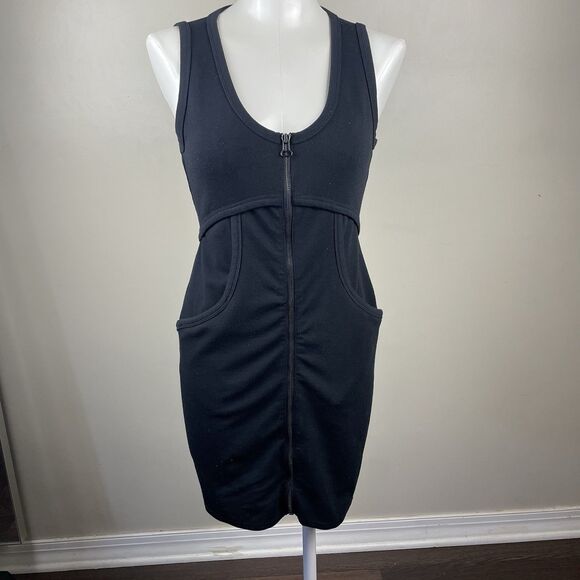 T BY ALEXANDER WANG Black SEAMED PONTE ZIP DRESS S - Picture 1 of 6